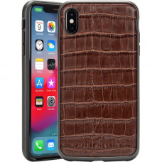 Rocstor Croc-Effect Kajsa iPhone Xs Max Case - For iPhone Xs Max - Crocodile - Brown - Genuine Leather, Polycarbonate, Thermoplastic Polyurethane (TPU) - 48" Drop Height CS0093-XSM
