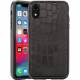 Rocstor Alligator Kajsa iPhone XR Case - For iPhone XR - Crocodile - Black - Genuine Leather, Polycarbonate, Thermoplastic Polyurethane (TPU) - 48" Drop Height CS0102-XR