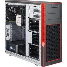 Supermicro SuperChassis GS5A-753R - Mid-tower - Black, Red - 12 x Bay - 3 x 4.72" x Fan(s) Installed - 0 x 750 W - Power Supply Installed - ATX, Micro ATX Motherboard Supported - 2 x External 5.25" Bay - 6 x Internal 3.5" Bay - 4 x Internal