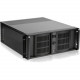 iStarUSA 4U Compact Stylish Rackmount Chassis with 500W Redundant Power Supply - Rack-mountable - Black - Aluminum Alloy, SECC, Zinc-coated Steel - 4U - 10 x Bay - 1 x 3.15" x Fan(s) Installed - 500 W - Power Supply Installed - ATX, Micro ATX Motherb