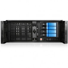 iStarUSA 4U Compact Stylish 4x3.5" Trayless Hotswap Rackmount Chassis - Rack-mountable - Black, Blue, Black - Plastic, Zinc-coated Steel - 4U - 10 x Bay - 1 x Fan(s) Installed - ATX, Micro ATX Motherboard Supported - 2 x Fan(s) Supported - 4 x Extern
