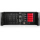 iStarUSA 4U Compact Stylish 4x3.5" Trayless Hotswap Rackmount Chassis - Rack-mountable - Black, Red, Black - Plastic, Zinc-coated Steel - 4U - 10 x Bay - 1 x Fan(s) Installed - ATX, Micro ATX Motherboard Supported - 2 x Fan(s) Supported - 4 x Externa