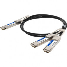 AddOn Twinaxial Network Cable - 3.28 ft Twinaxial Network Cable for Network Device, Transceiver - First End: 1 x QSFP-DD Male Network - Second End: 2 x QSFP56 Male Network - 400 Gbit/s - 1 - TAA Compliant - TAA Compliance DAC-Q56DD-2Q56-1M-AO