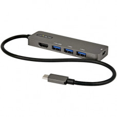 Startech.Com USB C Multiport Adapter, USB-C to HDMI 4K 60Hz (HDR10), 100W PD Pass-Through, 4xUSB 3.0, USB Type-C Mini Dock, 12" Long Cable - USB-C multiport adapter 4K 60Hz HDMI 2.0b (DP 1.4 Alt-Mode) - USB 3.0 Hub 5Gbps (2x USB-A/1x USB-C) - USB C M