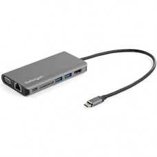 Startech.Com USB-C Multiport Adapter - HDMI or VGA - Attached 30 cm Host Cable - 1x USB-C and 2x USB-A - 100W PD includes PD Passthrough - SD Card Reader - USB Type-C Mini Dock (DKT30CHVAUSP) - USB-C multiport adapter HDMI or VGA video output - USB-C mini