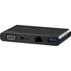 Startech.Com USB C Multiport Adapter with HDMI and VGA - Mac / Windows / Chrome - 4K - 1x USB-A Port - GbE - USB-C Adapter - Hideaway Cable - for Notebook - USB Type C - 2 x USB Ports - 1 x USB 3.0 - Network (RJ-45) - HDMI - VGA - Thunderbolt - Wired DKT3