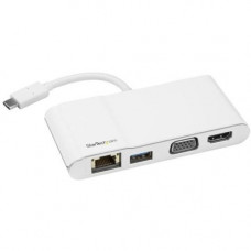 Startech.Com USB-C Multiport Adapter 4K HDMI VGA GbE USB 3 - White & Silver - for Notebook - USB Type C - 1 x USB Ports - 1 x USB 3.0 - Network (RJ-45) - HDMI - VGA - Wireless LAN - Thunderbolt - Wired DKT30CHVW
