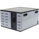 Ergotron Zip12 Charging Desktop Cabinet - Up to 14" Screen Support - 14" Height x 22" Width x 24.5" Depth - Desktop - Steel - Black, Silver - REACH, RoHS, WEEE Compliance DM12-1012-1