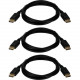 Qvs 3-Pack 6ft DisplayPort Digital A/V UltraHD 4K Black Cable with Latches - 6 ft DisplayPort A/V Cable for Projector, Monitor - First End: 1 x DisplayPort Male Digital Audio/Video - Second End: 1 x DisplayPort Male Digital Audio/Video - Supports up to 38