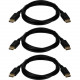 Qvs 3-Pack 6ft DisplayPort Digital A/V UltraHD 4K Black Cable with Latches - 6 ft DisplayPort A/V Cable for Projector, Monitor - First End: 1 x DisplayPort Male Digital Audio/Video - Second End: 1 x DisplayPort Male Digital Audio/Video - Supports up to 38