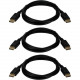 Qvs 3-Pack 10ft DisplayPort Digital A/V UltraHD 4K Black Cable with Latches - 10 ft DisplayPort A/V Cable for Projector, Monitor, Audio/Video Device - First End: 1 x DisplayPort Male Digital Audio/Video - Second End: 1 x DisplayPort Male Digital Audio/Vid