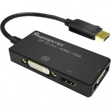 Premiertek DisplayPort DP 1.2 to DVI/HDMI/VGA Converter Adapter - 8" DVI/DisplayPort/HDMI/VGA A/V Cable for Video Device, Home Theater System, Digital TV, Projector, Audio/Video Device, Blu-ray Player, Monitor - First End: 1 x DisplayPort Male Digita