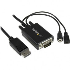 Startech.Com 6 ft 2m DisplayPort to VGA Adapter Cable with Audio - DP to VGA Converter - 1920x1200 - 6 ft DisplayPort/Mini-phone/USB/VGA A/V Cable for Monitor, Speaker, Audio/Video Device, Computer - First End: 1 x DisplayPort Male Digital Audio/Video - S