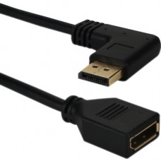 Qvs 0.5ft Left-Angle DisplayPort Male to Female UltraHD 4K Flex Adaptor - 6" DisplayPort A/V Cable for Audio/Video Device, Computer, Monitor, Projector, Switch - First End: 1 x DisplayPort Male Digital Audio/Video - Second End: 1 x DisplayPort Female