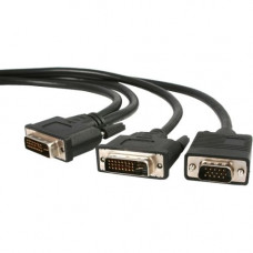 Startech.Com 6 ft DVI-I to DVI-D and HD15 VGA Video Splitter Cable - M/M - 6ft - Black - RoHS Compliance DVIVGAYMM6