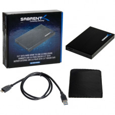 Sabrent EC-RA25 Drive Enclosure External - Black - 1 x 2.5" Bay - Serial ATA/300 - USB 3.0 - Aluminum EC-RA25-PK20