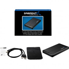 Sabrent EC-UST25 Drive Enclosure - USB 2.0 Host Interface External - Black - 1 x 2.5" Bay - Aluminum EC-UST25-PK50