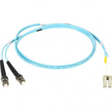 Black Box Fiber Optic Patch Network Cable - 32.81 ft Fiber Optic Network Cable for Network Device - First End: 2 x LC Male Network - Second End: 2 x ST Male Network - 10 Gbit/s - Patch Cable - 50/125 &micro;m - Aqua EFNT010-010M-STLC