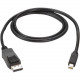 Black Box Mini DisplayPort to DisplayPort Cable, MM, 3-ft. (0.9-m) - 15 ft DisplayPort/Mini DisplayPort A/V Cable for Audio/Video Device, Notebook - First End: 1 x Mini DisplayPort Male Digital Audio/Video - Second End: 1 x DisplayPort Male Digital Audio/