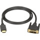 Black Box HDMI to DVI-D Cable - 16.40 ft DVI/HDMI A/V Cable for Digital TV, DVD, HDTV Set-top Boxes - First End: 1 x HDMI Male Digital Audio/Video - Second End: 1 x DVI-D Male Digital Video - Shielding - Gold Plated Connector - Black EVHDMI02T-005M
