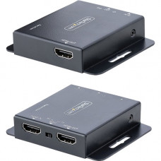 Startech.Com HDMI Extender over CAT6/CAT5, 4K 30Hz/130ft PoC HDMI over Ethernet Extender, HDMI Transmitter and Receiver kit, IR Extension - HDMI Extender over CAT6/CAT5 Ethernet - 4K 30Hz up to 130ft (40m) or 1080p up to 230ft (70m); One power supply w/ P