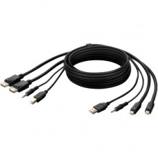 Belkin Dual Mini DisplayPort to DisplayPort + USB A/B + Audio Passive Combo KVM Cable - 10 ft KVM Cable for KVM Switch, Keyboard, Mouse, Computer, Server - First End: 2 x Mini DisplayPort Male Digital Audio/Video, First End: 1 x Type A Male USB, First End