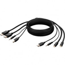 Belkin Dual MiniDP to DP + USB A/B + Audio Passive Combo KVM Cable - 6 ft KVM Cable for KVM Switch, Keyboard, Mouse, Computer, Server - First End: 2 x Mini DisplayPort Male Digital Audio/Video, First End: 1 x Type A Male USB, First End: 1 x Mini-phone Mal