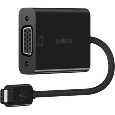 Belkin USB-C to VGA Adapter (Works With Chromebook Certified) - 1 x Type C Male USB - 1 x HD-15 Female VGA - Black F2CU037BTBLK-MG