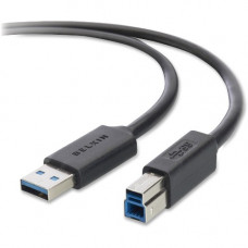 Belkin SuperSpeed USB 3.0 Cable - 10 ft USB Data Transfer Cable for Printer, Scanner, Portable Hard Drive, Keyboard - Type A Male USB - Type B Male USB - Shielding - Black - 1 Pack F3U159B10