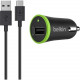 Belkin USB-C to USB-A Cable with Universal Car Charger F7U002bt06-BLK - 6 ft USB Data Transfer Cable for Tablet, Smartphone - First End: 1 x Type A Male USB - Second End: 1 x Type C Male USB - 60 MB/s - Black - 1 Pack F7U002BT06-BLK