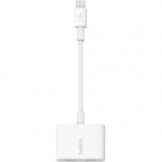 Belkin Lightning Audio + Charge RockStar - 4.50" Lightning Audio/Power Cable for iPhone, iPad - First End: 1 x Lightning Male Proprietary Connector - Second End: 2 x Lightning Female Proprietary Connector - MFI - Shielding - White - 1 Pack F8J198BTWH