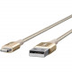 Belkin MIXIT&uarr; DuraTek Lightning to USB Cable - 3.94 ft Lightning/USB Data Transfer Cable for iPod, iPad, iPhone - First End: 1 x Lightning Male Proprietary Connector - Second End: 1 x Type A Male USB - MFI - Shielding - Gold F8J207BT04-GLD