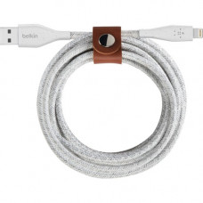 Belkin DuraTek Plus Lightning to USB-A Cable with Strap - 10 ft Lightning/USB Data Transfer Cable for iPhone, iPad Pro - First End: 1 x Type A Male USB - Second End: 1 x Lightning Male Proprietary Connector - MFI - White F8J236BT10-WHT