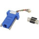 Black Box DB9 Colored Modular Adapter (Unassembled), Female to RJ-45, 8-Wire, Blue - 1 x DB-9 Female Serial - 1 x RJ-45 Female Network - Gold, Nickel Connector - Blue FA4509F-BL