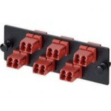 Panduit Keyed LC Fiber Adapter Panel - 6 Port(s) - 6 x Duplex - Red - Rack-mountable, Wall Mountable - TAA Compliance FAP6WBRDDLCZ