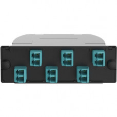 Panduit OptiCom MPO-LC Fiber Cassette OM3, 12 Fiber, Universal - 12 Port(s) - 6 x Duplex - Aqua, Black - TAA Compliance FC2XO-12-10U