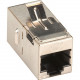 Black Box CAT5e Shielded Straight-Pin Keystone Coupler - Silver - 1 x RJ-45 Female Network - 1 x RJ-45 Female Network - Silver - TAA Compliant - TAA Compliance FM593