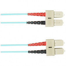 Black Box Duplex Fiber Optic Patch Network Cable - 32.81 ft Fiber Optic Network Cable for Network Device - First End: 2 x SC Male Network - Second End: 2 x SC Male Network - 1.25 GB/s - Patch Cable - 50/125 &micro;m - Aqua - TAA Compliant FOCMP10-010M