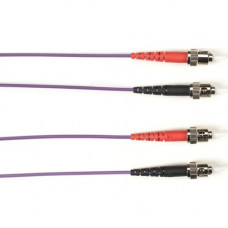 Black Box Duplex Fiber Optic Patch Network Cable - 49.21 ft Fiber Optic Network Cable for Network Device - First End: 2 x ST Male Network - Second End: 2 x ST Male Network - 1.25 GB/s - Patch Cable - 50/125 &micro;m - Violet - TAA Compliant FOCMP10-01