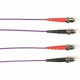 Black Box Duplex Fiber Optic Patch Network Cable - 49.21 ft Fiber Optic Network Cable for Network Device - First End: 2 x ST Male Network - Second End: 2 x ST Male Network - 1.25 GB/s - Patch Cable - 50/125 &micro;m - Violet - TAA Compliant FOCMP10-01