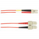 Black Box 5-m, SC-LC, 50-Micron, Multimode, Plenum, Red Fiber Optic Cable - 16.40 ft Fiber Optic Network Cable for Network Device - First End: 2 x SC Male Network - Second End: 2 x LC Male Network - Patch Cable - Red FOCMP50-005M-SCLC-RD