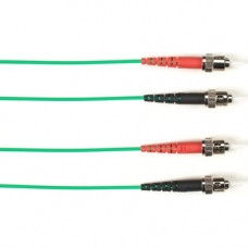 Black Box Duplex Fiber Optic Patch Network Cable - 65.62 ft Fiber Optic Network Cable for Network Device - First End: 2 x ST Male Network - Second End: 2 x ST Male Network - 1 Gbit/s - Patch Cable - 50/125 &micro;m - Green - TAA Compliant FOCMP50-020M