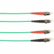 Black Box Duplex Fiber Optic Patch Network Cable - 65.62 ft Fiber Optic Network Cable for Network Device - First End: 2 x ST Male Network - Second End: 2 x ST Male Network - 1 Gbit/s - Patch Cable - 50/125 &micro;m - Green - TAA Compliant FOCMP50-020M