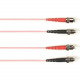 Black Box Duplex Fiber Optic Patch Network Cable - 32.81 ft Fiber Optic Network Cable for Network Device - First End: 2 x ST Male Network - Second End: 2 x ST Male Network - 128 MB/s - Patch Cable - 62.5/125 &micro;m - Pink - TAA Compliant FOCMP62-010
