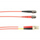 Black Box Duplex Fiber Optic Patch Network Cable - 3.28 ft Fiber Optic Network Cable for Network Device - First End: 2 x ST Male Network - Second End: 2 x ST Male Network - 1 Gbit/s - Patch Cable - 9/125 &micro;m - Red - TAA Compliant FOCMPSM-001M-STL