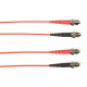 Black Box Duplex Fiber Optic Patch Network Cable - 3.28 ft Fiber Optic Network Cable for Network Device - First End: 2 x ST Male Network - Second End: 2 x ST Male Network - 128 MB/s - Patch Cable - 9/125 &micro;m - Red - TAA Compliant FOCMPSM-001M-STS