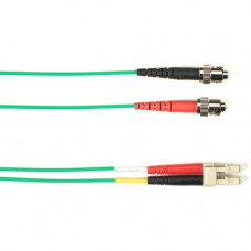 Black Box Fiber Optic Patch Network Cable - 49.20 ft Fiber Optic Network Cable for Network Device - ST Male Network - LC Male Network - 1 Gbit/s - Patch Cable - OFNR - 9/125 &micro;m - Green - TAA Compliant FOCMRSM-015M-STLC-GN