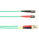 Black Box Fiber Optic Duplex Patch Network Cable - 3.20 ft Fiber Optic Network Cable for Network Device - First End: 2 x ST Male Network - Second End: 2 x LC Male Network - 10 Gbit/s - Patch Cable - OFNP - 50/125 &micro;m - Green - TAA Compliant FOCMP