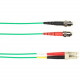 Black Box Fiber Optic Duplex Patch Network Cable - 49.20 ft Fiber Optic Network Cable for Network Device - First End: 2 x ST Male Network - Second End: 2 x LC Male Network - 10 Gbit/s - Patch Cable - OFNP - 50/125 &micro;m - Green - TAA Compliant FOCM