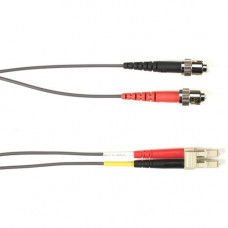 Black Box Fiber Optic Duplex Patch Network Cable - 16.40 ft Fiber Optic Network Cable for Network Device - First End: 2 x ST Male Network - Second End: 2 x LC Male Network - 10 Gbit/s - Patch Cable - OFNP - 50/125 &micro;m - Gray - TAA Compliant FOCMP